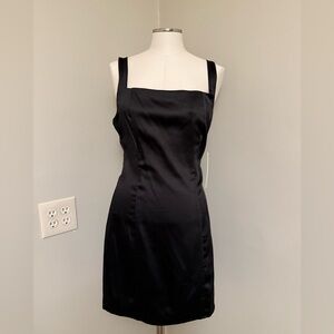 Aqua Black Satin Mini Dress